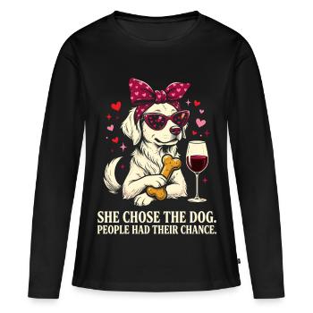 She Chose The Dog Funny Mom - Women's Premium Organic Long Sleeve Shirt - black - Front - Julia (174cm)