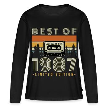 40 Jahre 1987 Vintage-Retro-Geburtstagsgeschenk - Frauen Premium Bio Langarmshirt - Schwarz - Vorne - Julia (174cm)
