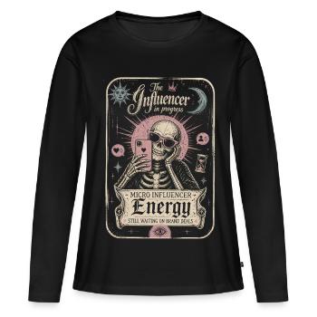 Micro Influencer Energy Skeleton Card - Women's Premium Organic Long Sleeve Shirt - black - Front - Julia (174cm)