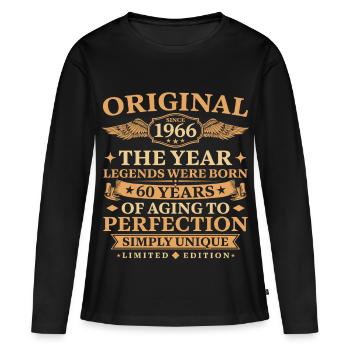 Original depuis 1966 Anniversaire 60 ans - T-shirt manches longues Premium bio Femme - noir - Devant - Julia (174cm)