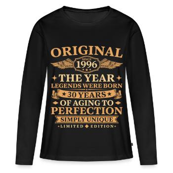 Original depuis 1996 anniversaire 30 ans - T-shirt manches longues Premium bio Femme - noir - Devant - Julia (174cm)