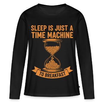 Le petit-déjeuner Le sommeil est une machine à remonter le temps vers le petit-déjeuner - T-shirt manches longues Premium bio Femme - noir - Devant - Julia (174cm)