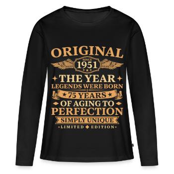 Original since 1951 Birthday 75 Years - Frauen Premium Bio Langarmshirt - Schwarz - Vorne - Julia (174cm)