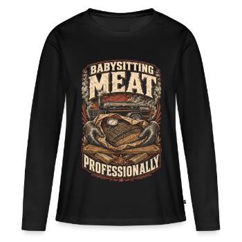 Concours de BBQ : Garder la viande professionnellement - T-shirt manches longues Premium bio Femme - noir - Devant - Julia (174cm)
