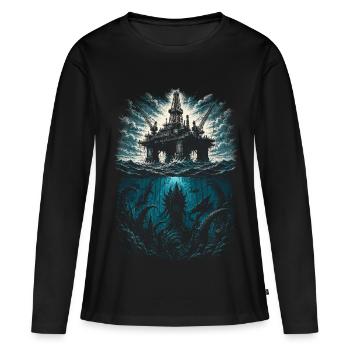 Ouvriers des eaux profondes - T-shirt manches longues Premium bio Femme - noir - Devant - Julia (174cm)