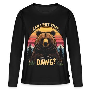 Retro Bear Sunset Dawg - T-shirt manches longues Premium bio Femme - noir - Devant - Julia (174cm)