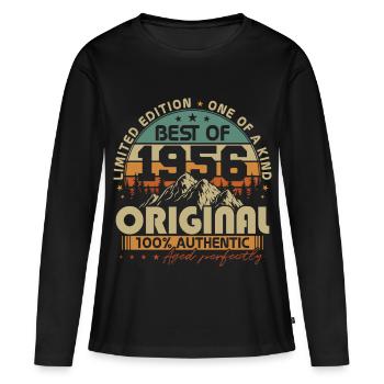 Anniversaire rétro vintage vintage original de 1956 - T-shirt manches longues Premium bio Femme - noir - Devant - Julia (174cm)