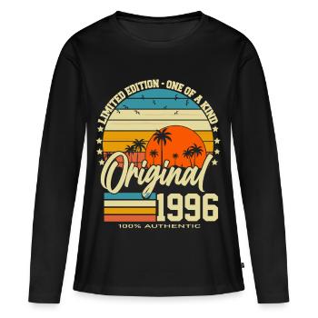 30 ans 30 ans 1996 Vintage Né - T-shirt manches longues Premium bio Femme - noir - Devant - Julia (174cm)