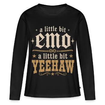 Style Un Peu Emo Un Peu Yeehaw | Humour Cowboy - T-shirt manches longues Premium bio Femme - noir - Devant - Julia (174cm)