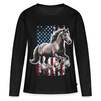 Draft belge US Belgisches Zugpferd - T-shirt manches longues Premium bio Femme - noir - Devant - Julia (174cm)