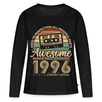 1996 Jahrgang Vintage Geburtstageschenk Retro - Frauen Premium Bio Langarmshirt - Schwarz - Vorne - Julia (174cm)