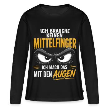 Ich brauche keinen Mittelfinger - Frauen Premium Bio Langarmshirt - Schwarz - Vorne - Julia (174cm)