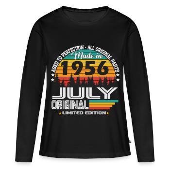 Juillet 1956 Vintage Anniversaire Vintage Rétro - T-shirt manches longues Premium bio Femme - noir - Devant - Julia (174cm)