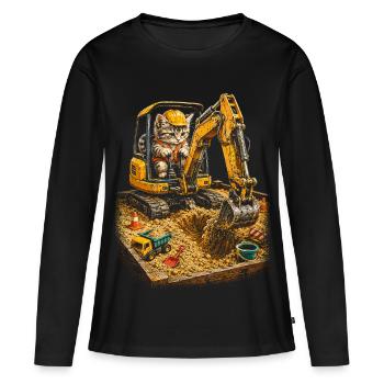 Conducteur d’excavatrice Bébé Chat Chat - T-shirt manches longues Premium bio Femme - noir - Devant - Julia (174cm)