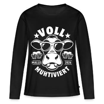 Malle 2026 - Entièrement muhtivé - Vacances & alcool - T-shirt manches longues Premium bio Femme - noir - Devant - Julia (174cm)
