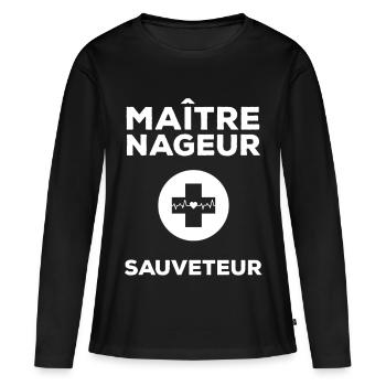 Maître Nageur Sauvetage Logo - T-shirt manches longues Premium bio Femme - noir - Devant - Julia (174cm)