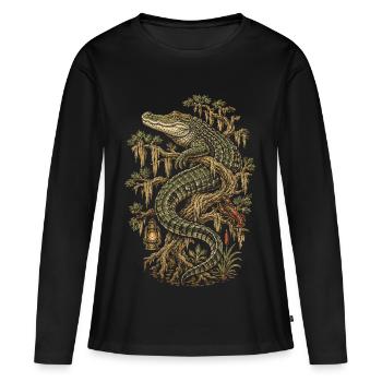 Alligator des marais - T-shirt manches longues Premium bio Femme - noir - Devant - Julia (174cm)