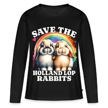 Le Bélier Nain Lapin sauve Holland Lop Lapin - T-shirt manches longues Premium bio Femme - noir - Devant - Julia (174cm)
