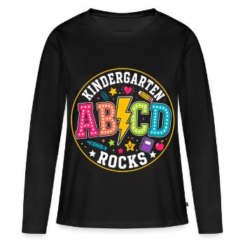 Kita AB/CD Rocks un monde d’apprentissage coloré - T-shirt manches longues Premium bio Femme - noir - Devant - Julia (174cm)