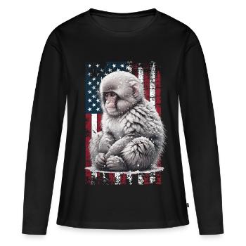 Singe des neiges des États-Unis Schneeaffe - T-shirt manches longues Premium bio Femme - noir - Devant - Julia (174cm)