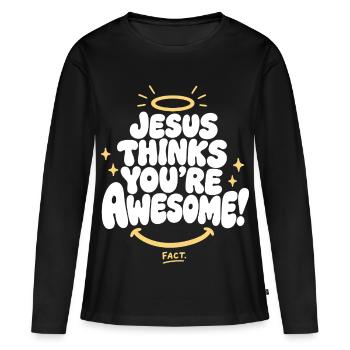 Jésus te trouve génial - T-shirt manches longues Premium bio Femme - noir - Devant - Julia (174cm)