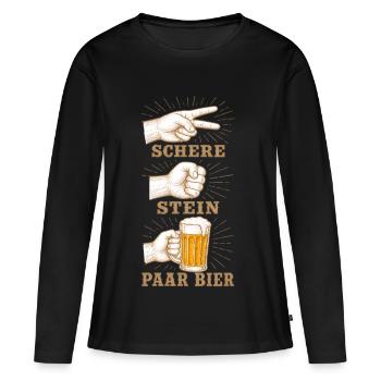 Schere Stein und ein Paar Bier lustige Bier Spruch - Frauen Premium Bio Langarmshirt - Schwarz - Vorne - Julia (174cm)