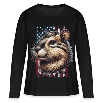 Agouti US Aguti - T-shirt manches longues Premium bio Femme - noir - Devant - Julia (174cm)