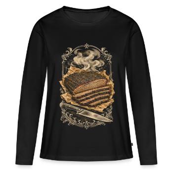 Concours de BBQ - T-shirt manches longues Premium bio Femme - noir - Devant - Julia (174cm)