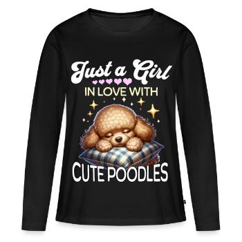 La Fille Caniche - T-shirt manches longues Premium bio Femme - noir - Devant - Julia (174cm)
