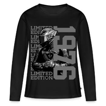 ÉDITION LIMITÉE 1976 MOTOCYCLETTE 50E ANNIVERSAIRE - T-shirt manches longues Premium bio Femme - noir - Devant - Julia (174cm)