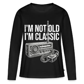 Pas une vieille radio classique - T-shirt manches longues Premium bio Femme - noir - Devant - Julia (174cm)