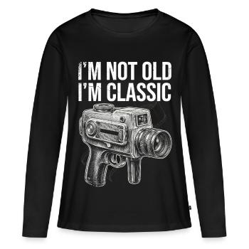 Pas vieux, je suis un appareil photo classique - T-shirt manches longues Premium bio Femme - noir - Devant - Julia (174cm)