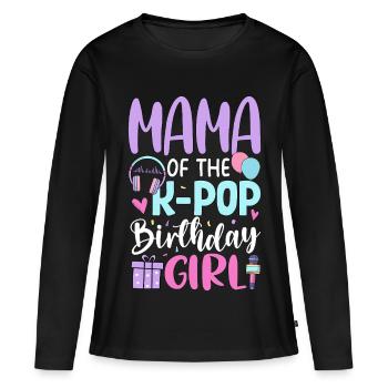 Maman de la fille d’anniversaire K-Pop - T-shirt manches longues Premium bio Femme - noir - Devant - Julia (174cm)