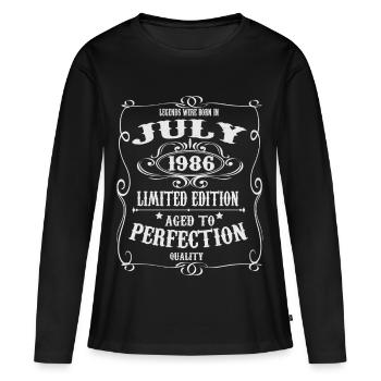 Legends est né en juillet 1986 - T-shirt manches longues Premium bio Femme - noir - Devant - Julia (174cm)