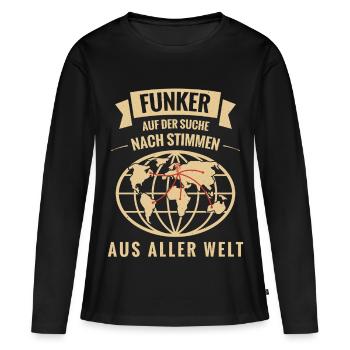 Funker – Auf der Suche nach Stimmen aus aller Welt - Frauen Premium Bio Langarmshirt - Schwarz - Vorne - Julia (174cm)