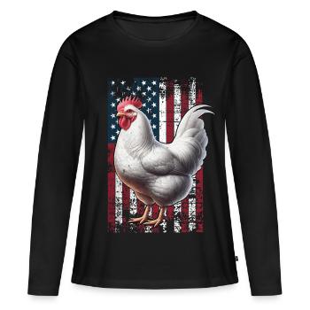 Poulet Leghorn Poulets Leghorn américains - T-shirt manches longues Premium bio Femme - noir - Devant - Julia (174cm)