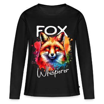 Renard Rouge Chuchoteur de Renard - T-shirt manches longues Premium bio Femme - noir - Devant - Julia (174cm)