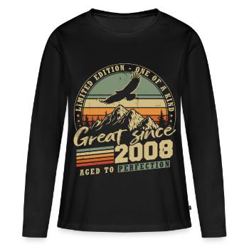 2008 Vintage Jahrgang Geburtstag Retro - Frauen Premium Bio Langarmshirt - Schwarz - Vorne - Julia (174cm)