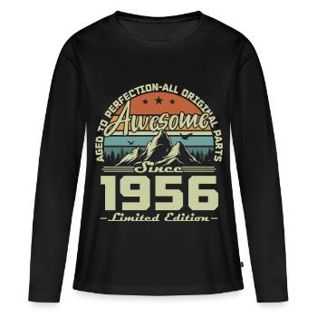 Cadeau de 70e anniversaire 1956 Vintage Retro - T-shirt manches longues Premium bio Femme - noir - Devant - Julia (174cm)