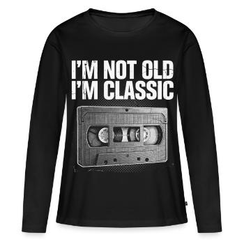 Cassette Pas Vieille, Classique - T-shirt manches longues Premium bio Femme - noir - Devant - Julia (174cm)