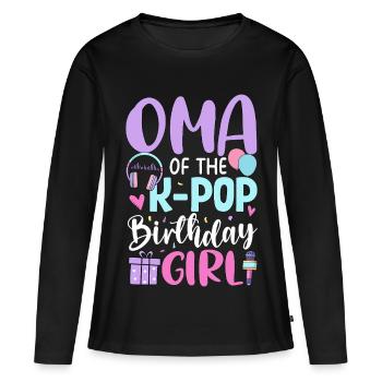 Oma de la fille d’anniversaire K-Pop - T-shirt manches longues Premium bio Femme - noir - Devant - Julia (174cm)