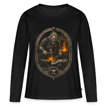 Forgeron, ferrage, maréchal-ferrant viking - T-shirt manches longues Premium bio Femme - noir - Devant - Julia (174cm)