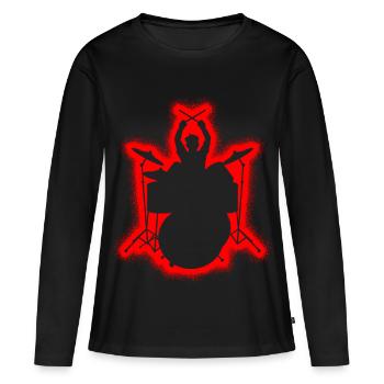 Tambours Tambours Enfants Hommes Tambours - T-shirt manches longues Premium bio Femme - noir - Devant - Julia (174cm)