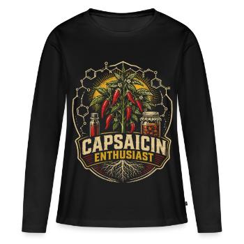 Cultivateur de piments Passionné de capsaïcine - T-shirt manches longues Premium bio Femme - noir - Devant - Julia (174cm)