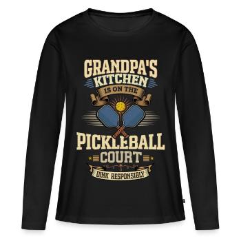 Grand-père Pickleball Cadeau de grand-père pour les grands-parents - T-shirt manches longues Premium bio Femme - noir - Devant - Julia (174cm)