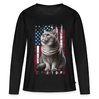 Chat britannique à poil court britannique américain - T-shirt manches longues Premium bio Femme - noir - Devant - Julia (174cm)