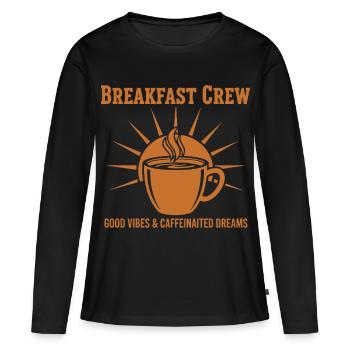 Rêves Caféinés de l’équipe du Petit-Déjeuner - T-shirt manches longues Premium bio Femme - noir - Devant - Julia (174cm)