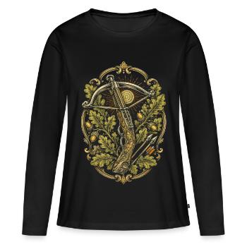 Arbalète Arbalète - T-shirt manches longues Premium bio Femme - noir - Devant - Julia (174cm)