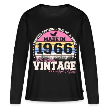 Cadeau vintage rétro vintage 1966 pour le 60e anniversaire - T-shirt manches longues Premium bio Femme - noir - Devant - Julia (174cm)