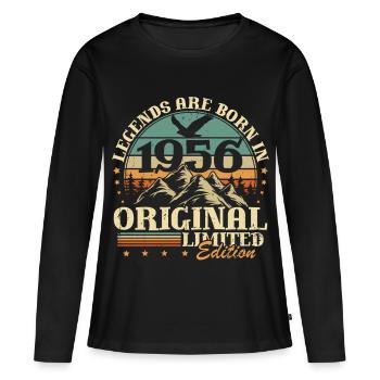 Cadeau d’anniversaire Legends 1956 Vintage 70 - T-shirt manches longues Premium bio Femme - noir - Devant - Julia (174cm)